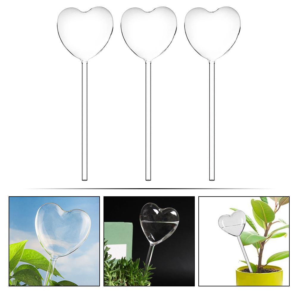 3Pcs Heart Shaped Glass Self W - Bonsai Garden Plants ulasan dan harga